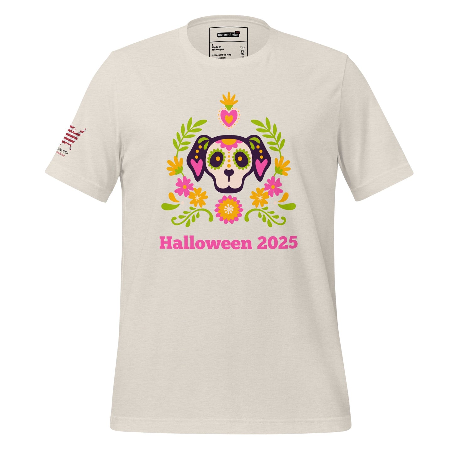 Halloween Dog Skull T-Shirt with Floral Design – Spooky & Stylish - The snout club 1985