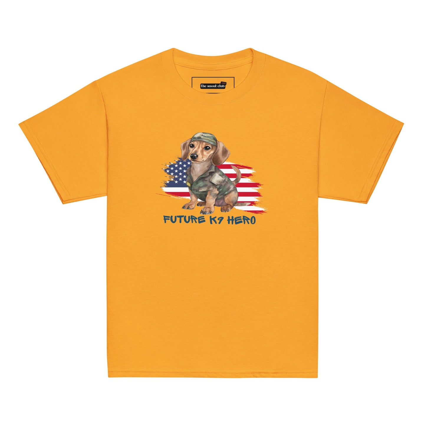 Future K9 Hero Kids T-Shirt | Military Dog & US Flag - The snout club 1985