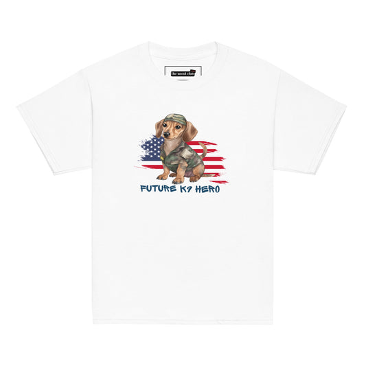 Future K9 Hero Kids T-Shirt | Military Dog & US Flag - The snout club 1985