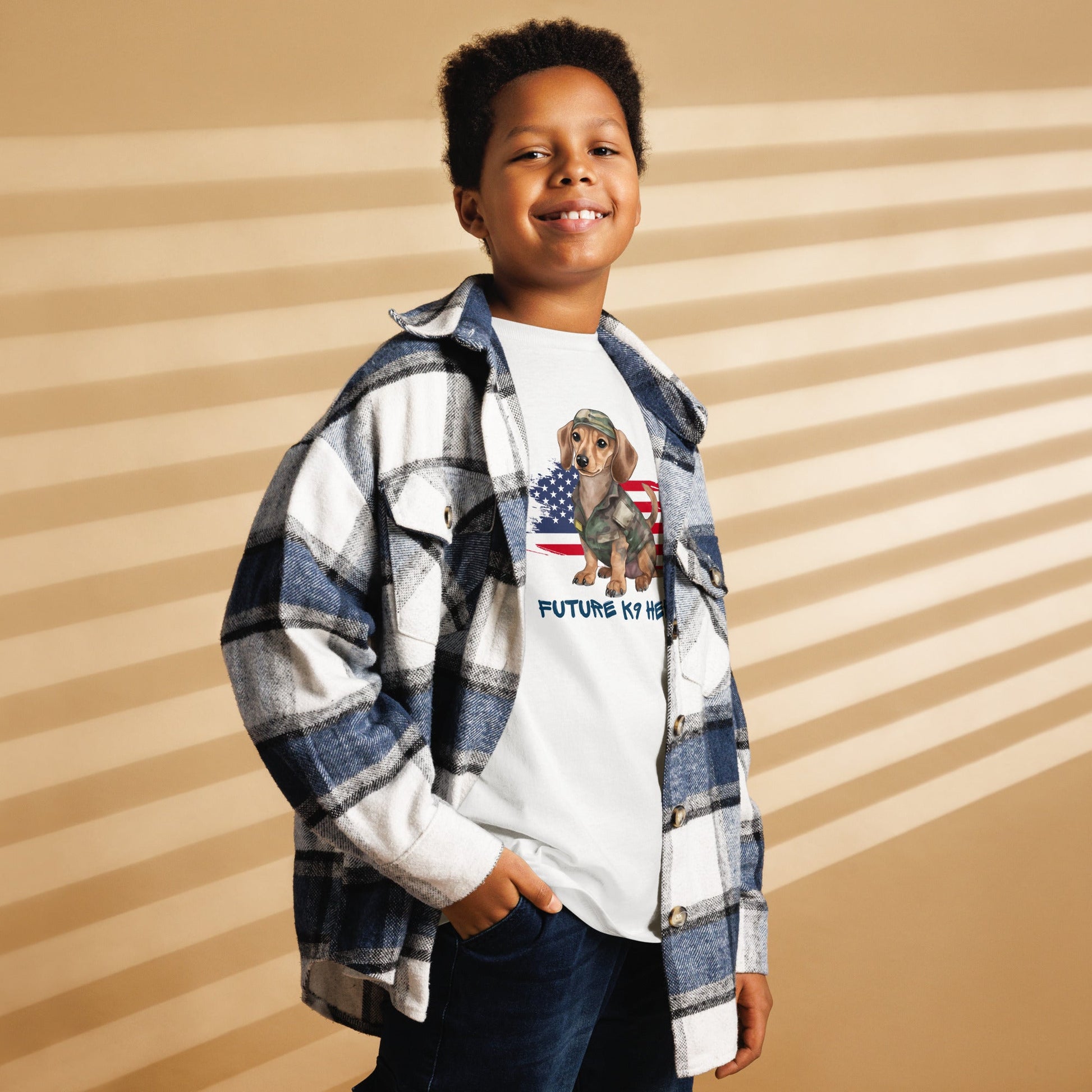 Future K9 Hero Kids T-Shirt | Military Dog & US Flag - The snout club 1985