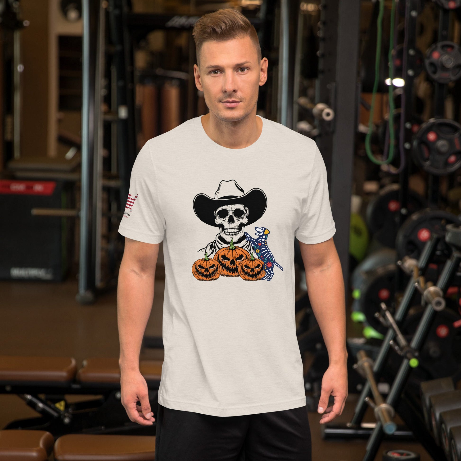 Halloween Dog Skeleton T-Shirt with Skull & Pumpkin – Spooky Streetwear - The snout club 1985