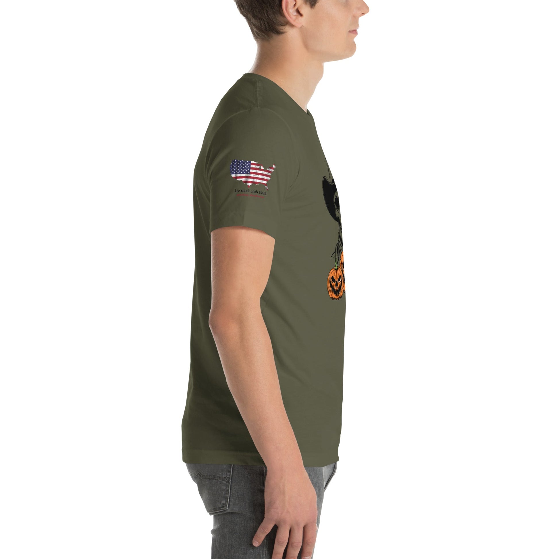 Halloween Dog Skeleton T-Shirt with Skull & Pumpkin – Spooky Streetwear - The snout club 1985