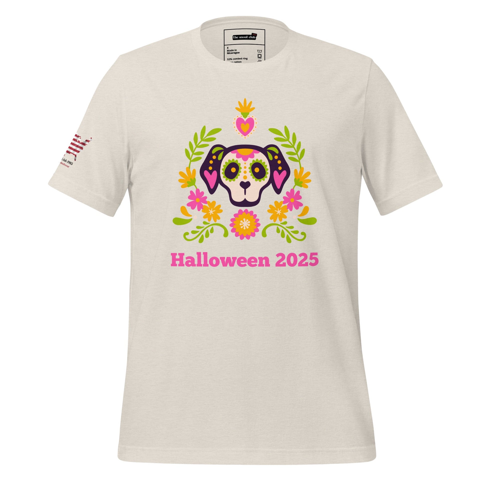 Halloween Dog Skull T-Shirt with Floral Design – Spooky & Stylish - The snout club 1985