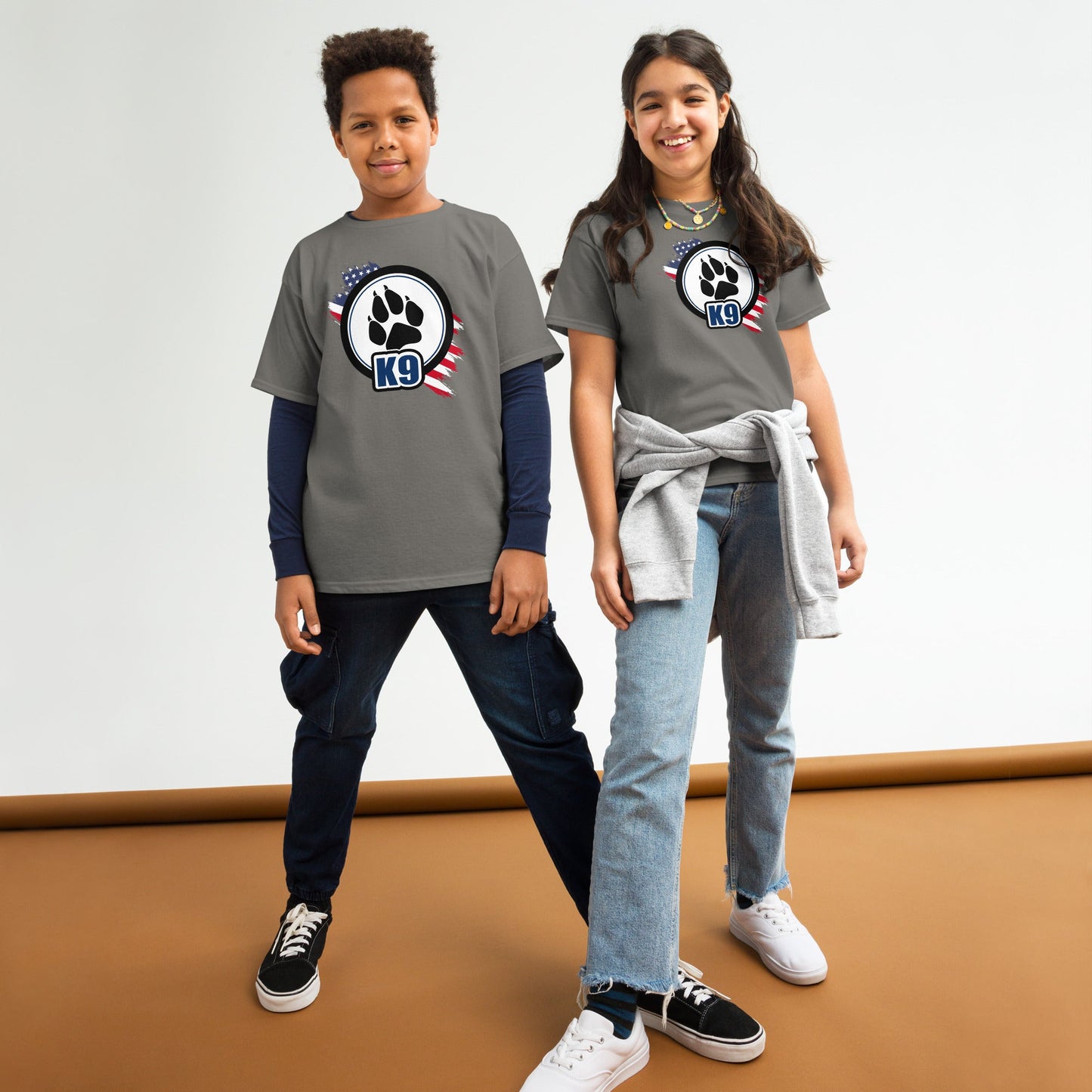 K9 Kids T-Shirt | Dog Paw & US Flag Design - The snout club 1985