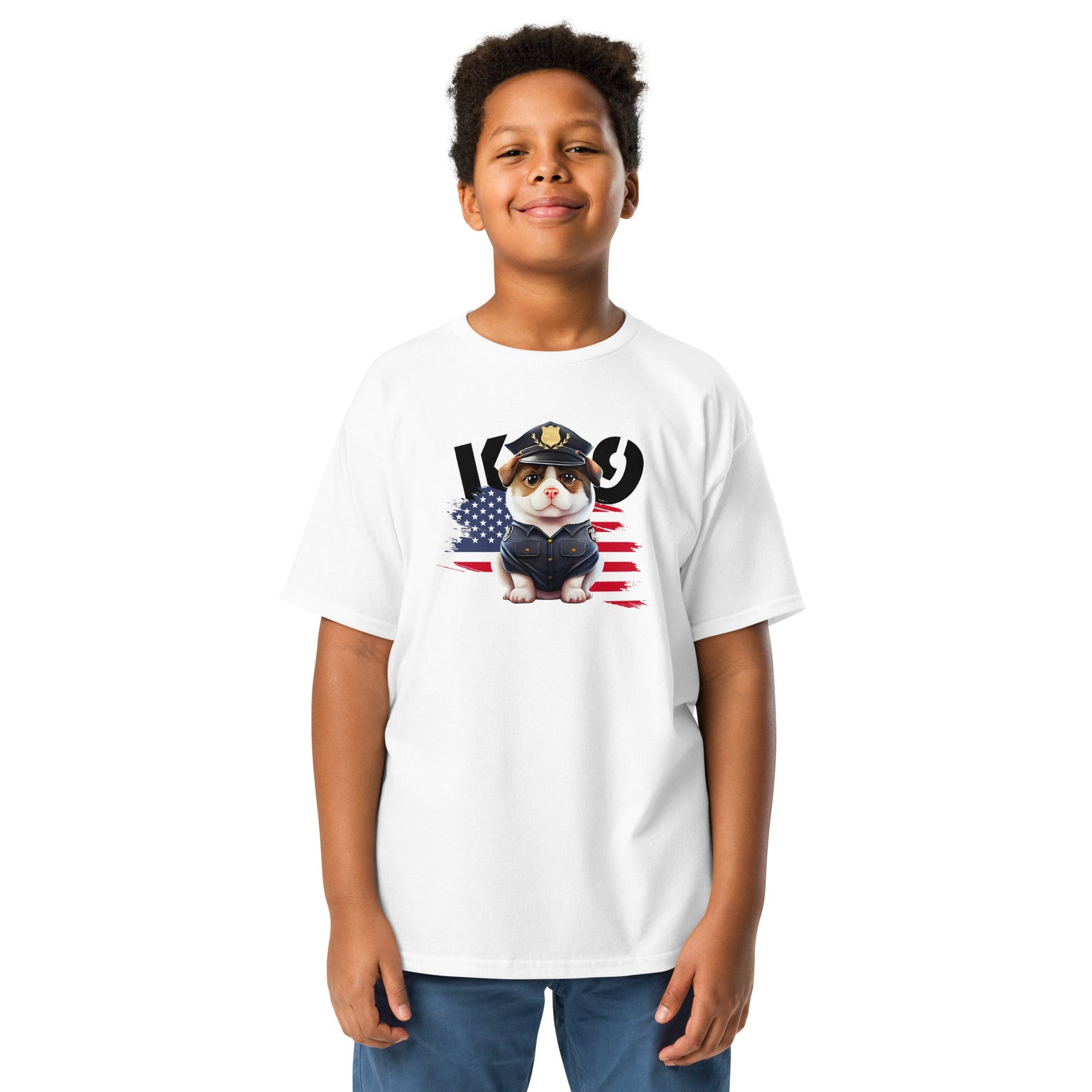 K9 Kids T-Shirt | Police Dog & US Flag Design - The snout club 1985