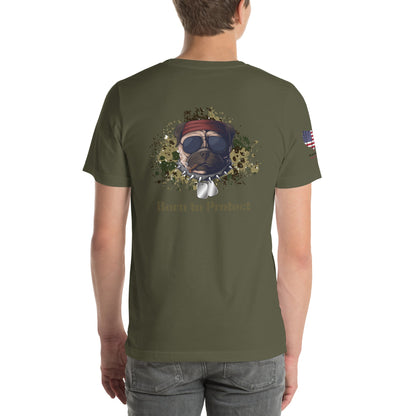Patriotic Bulldog T-Shirt – Born to Protect | US Flag Dog Design - The snout club 1985