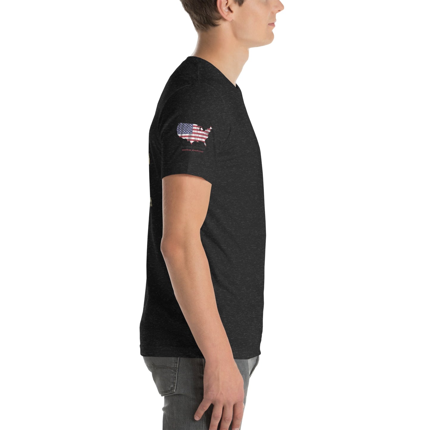 Patriotic Bulldog T-Shirt – Born to Protect | US Flag Dog Design - The snout club 1985