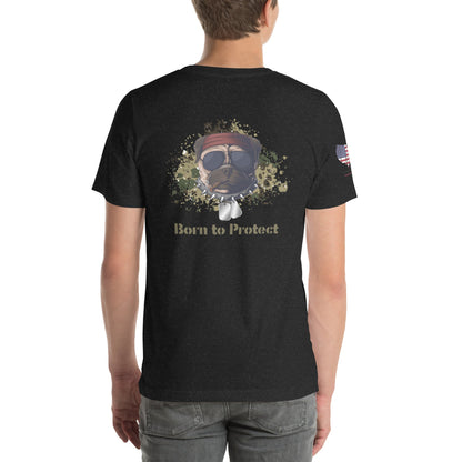 Patriotic Bulldog T-Shirt – Born to Protect | US Flag Dog Design - The snout club 1985