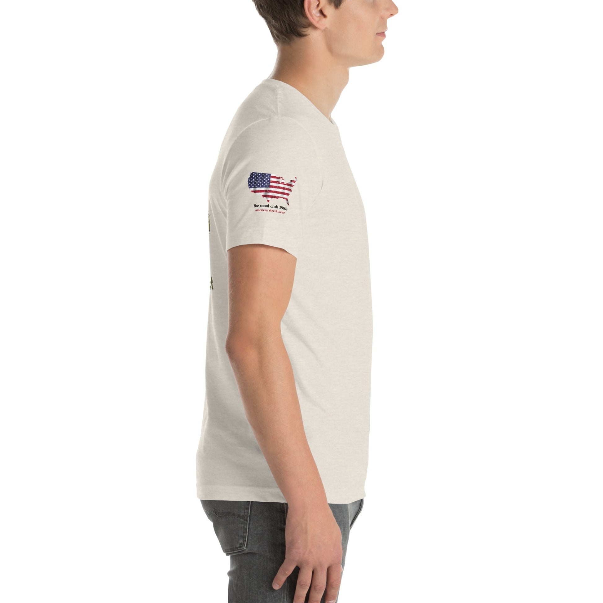 Patriotic Bulldog T-Shirt – Born to Protect | US Flag Dog Design - The snout club 1985