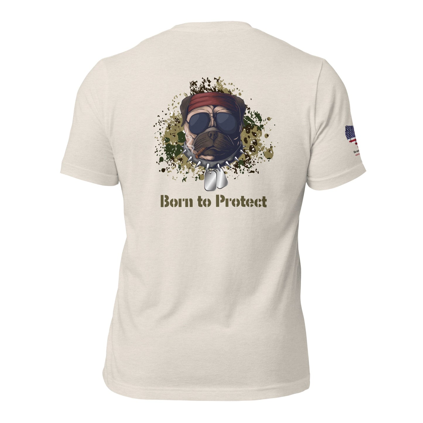 Patriotic Bulldog T-Shirt – Born to Protect | US Flag Dog Design - The snout club 1985