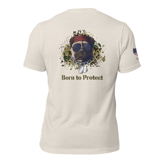Patriotic Bulldog T-Shirt – Born to Protect | US Flag Dog Design - The snout club 1985