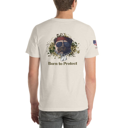 Patriotic Bulldog T-Shirt – Born to Protect | US Flag Dog Design - The snout club 1985