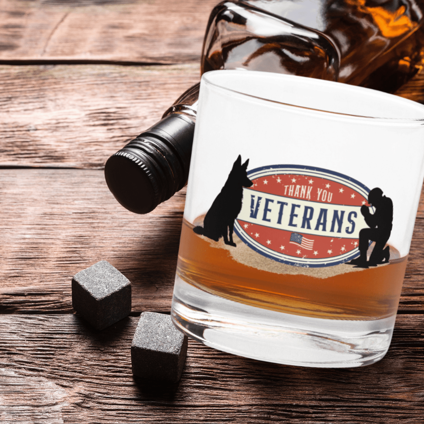 Veteran Gift T-Shirt and rocks glass - The snout club 1985