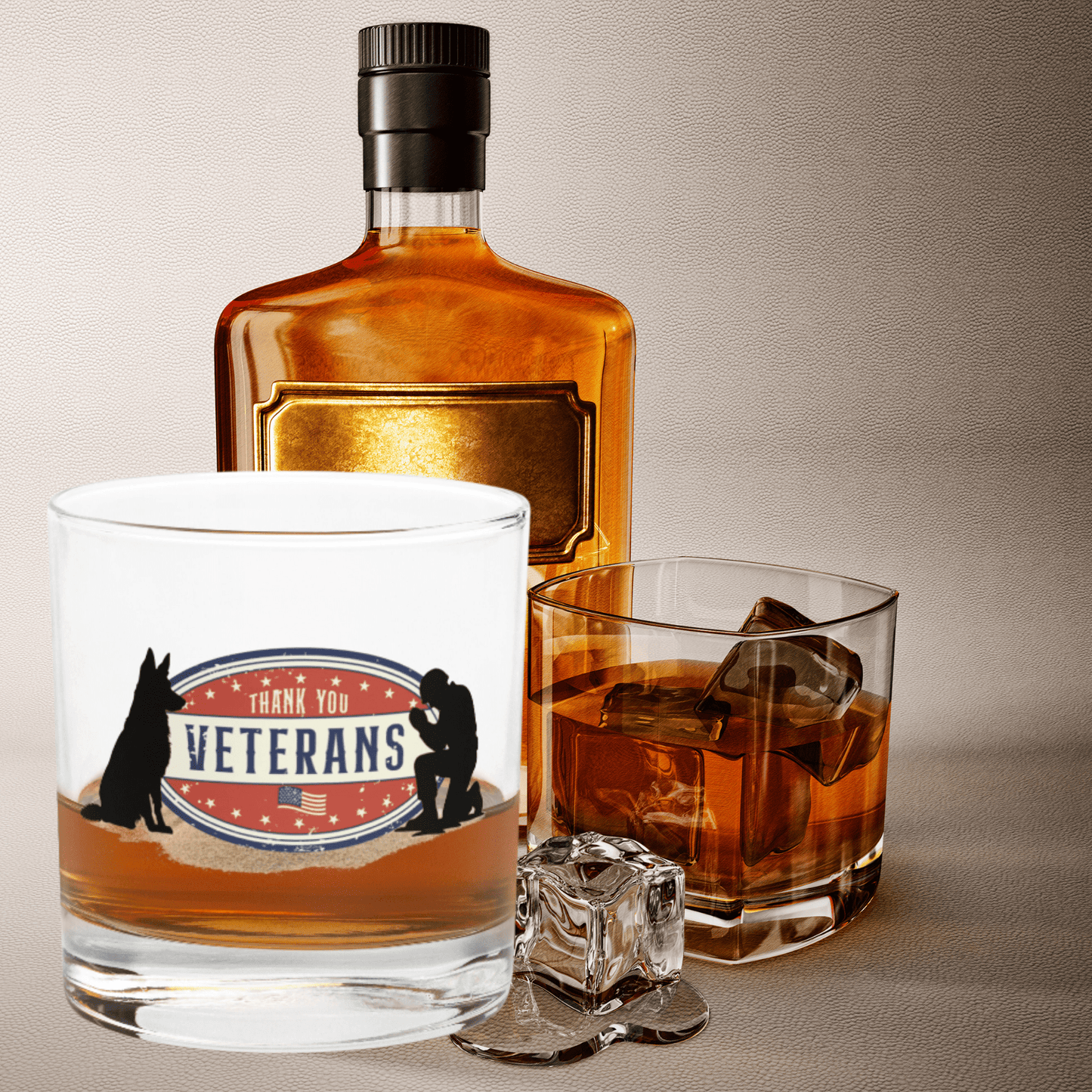 Veteran Whiskey Glass with Dog Design – Patriotic Gift for Heroes - The snout club 1985