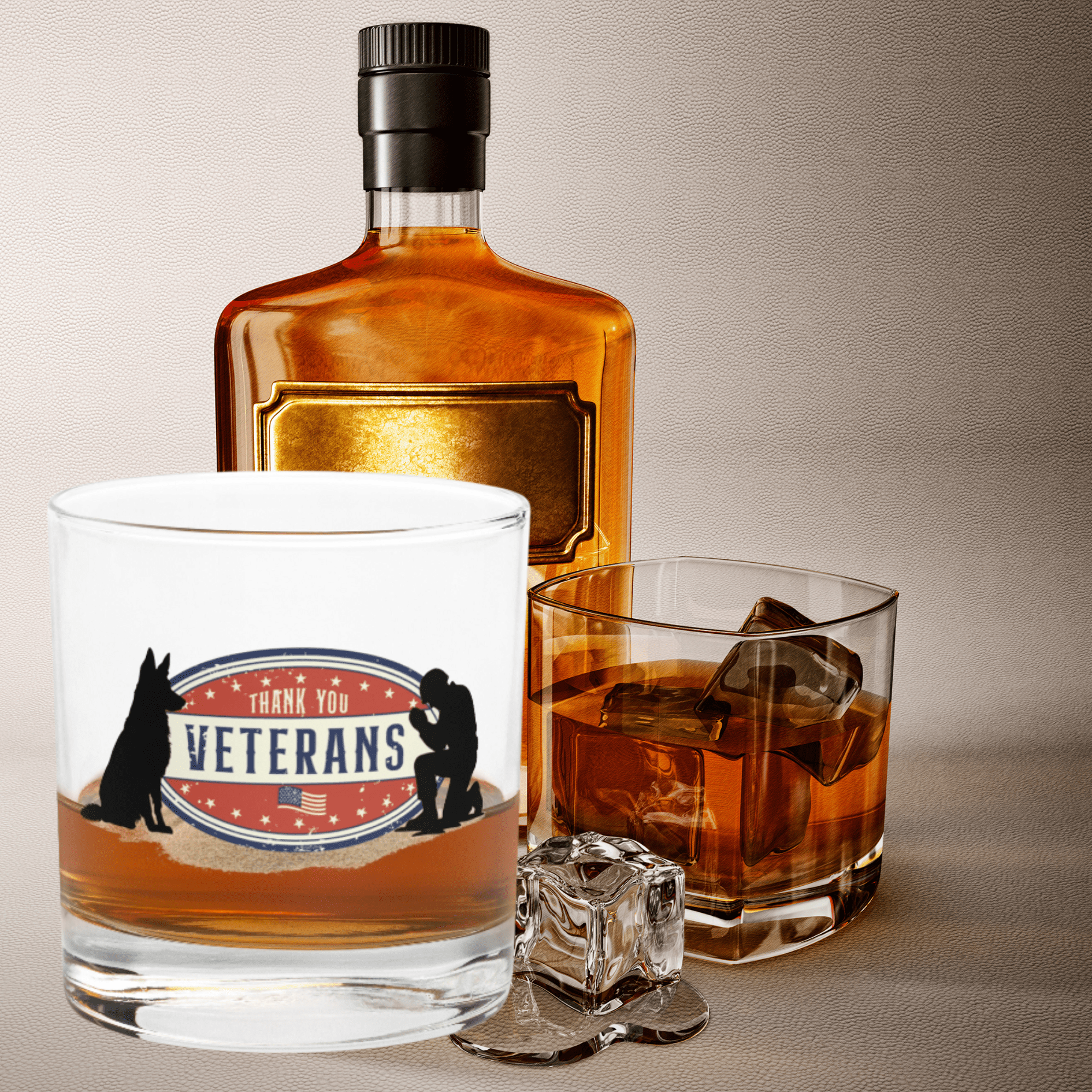 Veteran Whiskey Glass with Dog Design – Patriotic Gift for Heroes - The snout club 1985