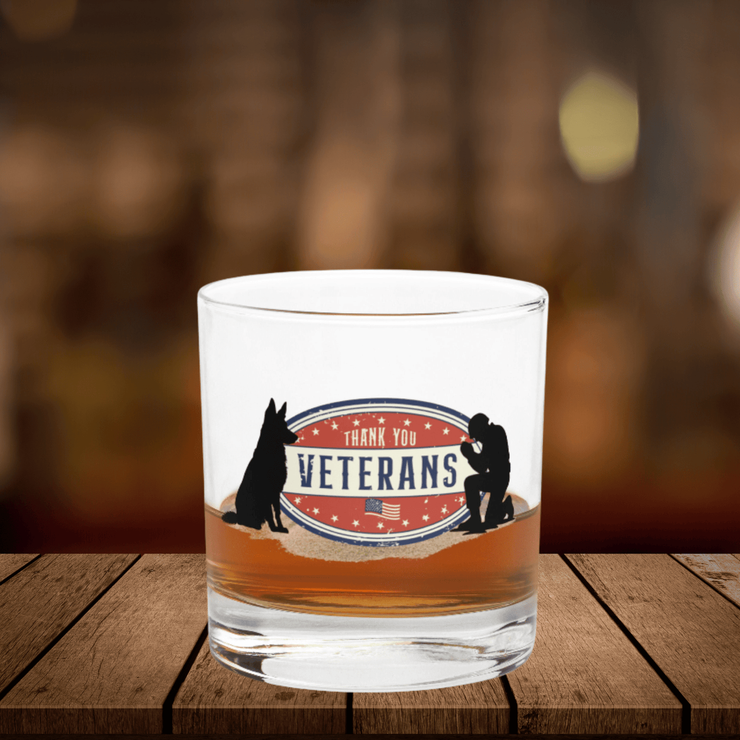 Veteran Whiskey Glass with Dog Design – Patriotic Gift for Heroes - The snout club 1985