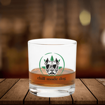 Whiskey Glass with Dog & Cannabis Design - The snout club 1985